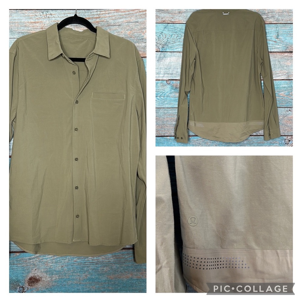 Lululemon Off The Chain Long Sleeve Button Down Shirt Green XL